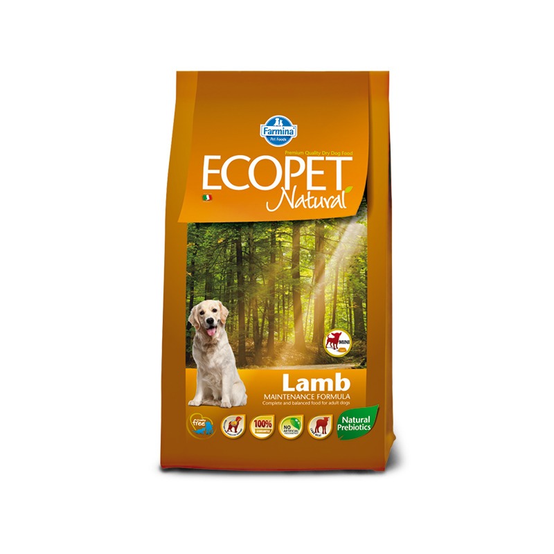 цена Farmina Ecopet Natural Lamb Mini сухой корм с ягненком для взрослых собак мелких пород с чувствительным пищеварением и аллергией
