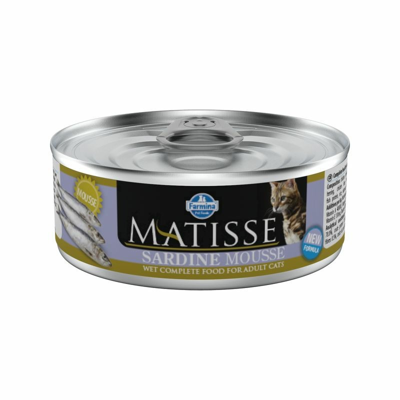 цена Farmina Matisse Mousse Sardine влажный корм для взрослых кошек, с сардинами, мусс, в консервах - 85 г