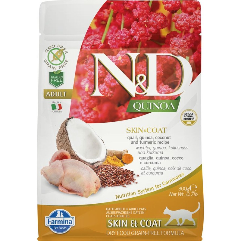 Farmina N&d Cat Grain Free Quinoa Skin&Coat Quail сухой корм для кошек беззерновой для ухода за кожей и шерстью с перепелкой - 300 г