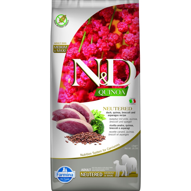 Farmina N&D Quinoa Neutered Adult Medium&Maxi сухой корм для стерилизованных и кастрированных собак средних и крупных пород с уткой и брокколи 42007