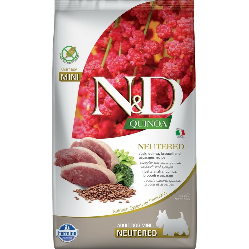 Farmina N&D Quinoa Neutered Adult Mini сухой корм для стерилизованных и кастрированных собак мелких пород с уткой и брокколи - 2,5 кг