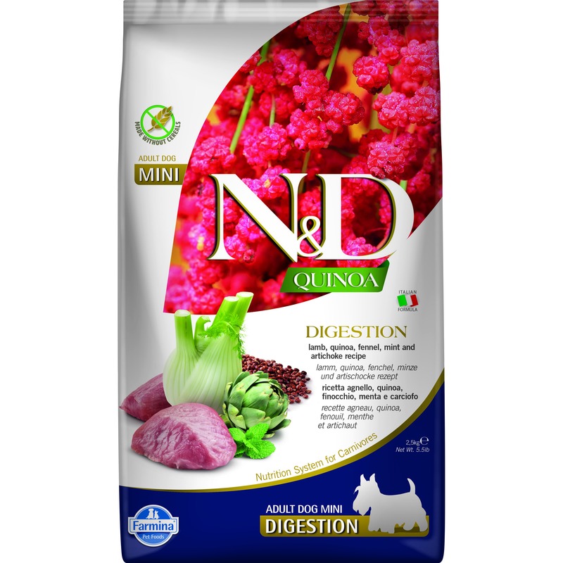 Farmina N&D Quinoa Digestion Lamb Mini сухой корм для взрослых собак мелких пород при проблемах с ЖКТ с ягненком - 2,5 кг 41997