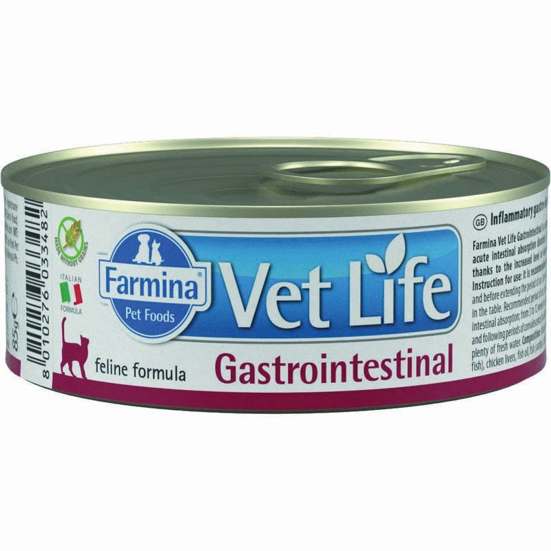 Влажный корм Farmina Vet Life Gastrointestinal для взрослых кошек с заболеваниями ЖКТ с курицей - 85 г fifty 50 сытное овсяное печенье с низким гликемическим индексом 198 г 7 унций