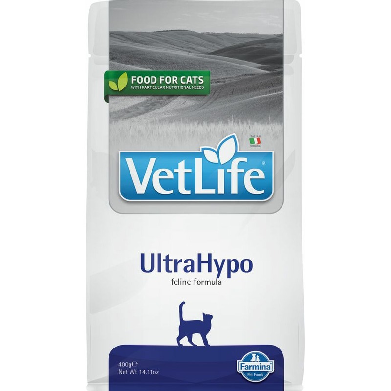 Farmina Vet Life Natural Diet Cat Ultrahypo сухой корм для кошек при аллергии - 400 г farmina vet life cat ultrahypo ветеринарный диетический сухой корм для взрослых кошек с неблагоприятными реакциями на пищу