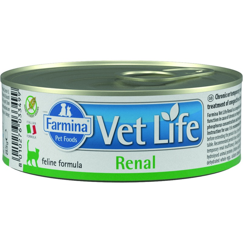 цена Влажный корм Farmina Vet Life Renal для взрослых кошек с заболеваниями почек с курицей - 85 г