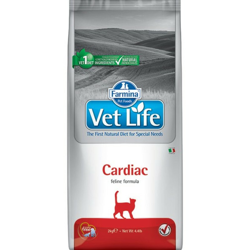 Farmina Vet Life Cat Cardiac ветеринарный диетический сухой корм для взрослых кошек с хронической сердечной недостаточностью диетические супер премиум для взрослых с курицей мешок Сербия 1 уп. х 1 шт. х 2 кг 00000005983 - фото 1
