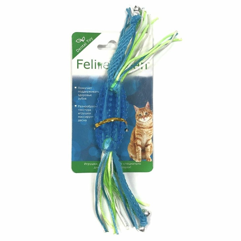 Feline Clean Dental игрушка для кошек, конфетка-прорезыватель с лентами, резина