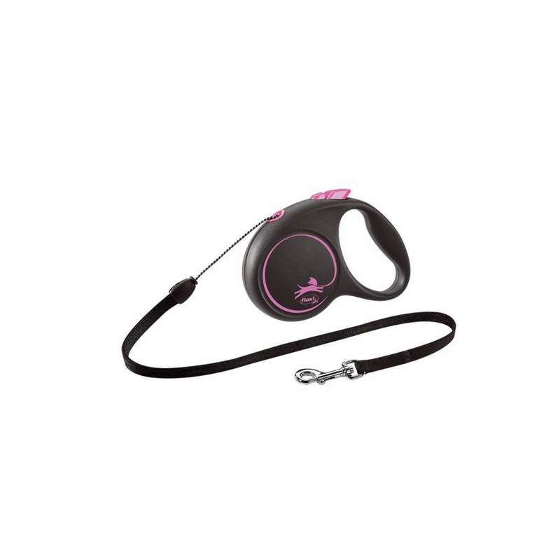 flexi Black Design cord S поводок-рулетка для собак, черно-розовая 5 м, до 12 кг flexi black design tape s поводок рулетка для собак черно розовая 5 м до 15 кг