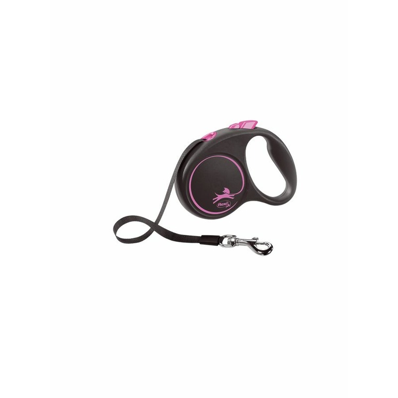 flexi Black Design tape S поводок-рулетка для собак, черно-розовая 5 м, до 15 кг 38947