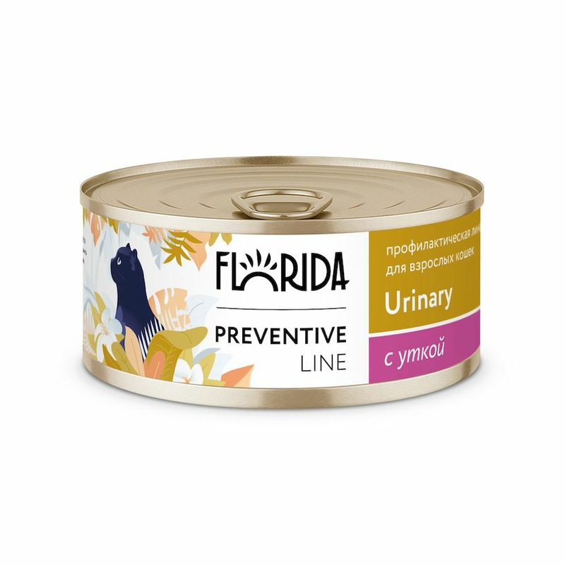 Florida Preventive Line Urinary полнорационный влажный корм для кошек, профилактика образования мочевых камней, фарш из утки, в консервах - 100 г
