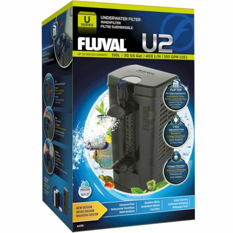 Фото - Fluval Fluval фильтр для аквариума внутренний U2 400 л/ч, аквариумы до 110 л (A470) fluval fluval компрессор q1 для аквариумов 170 300 л a850