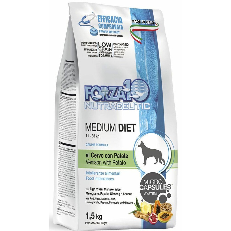 Сухой корм Forza10 Medium Diet для взрослых собак средних пород при аллергии из оленины с картофелем с микрокапсулами - 1,5 кг сухой корм forza10 medium diet для взрослых собак средних пород из свинины картофеля и риса с микрокапсулами 1 5 кг