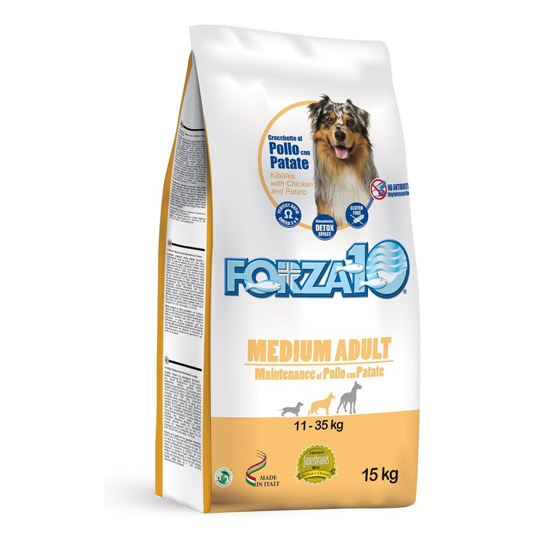 цена Forza10 Med. Maint полнорационный сухой корм для взрослых собак средних и крупных пород из курицы и картофеля - 15 кг
