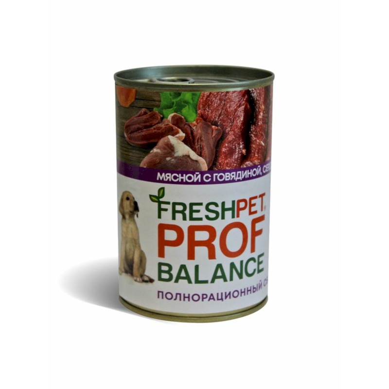 Freshpet Prof Balance полнорационный влажный корм для щенков, фарш из говядины, сердца и риса, в консервах - 410 г цена и фото