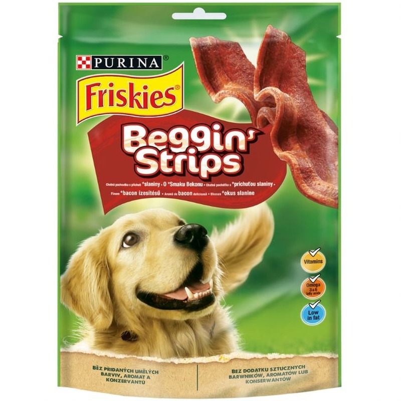 цена Friskies Beggin Strips лакомство для собак, с ароматом бекона - 120 г