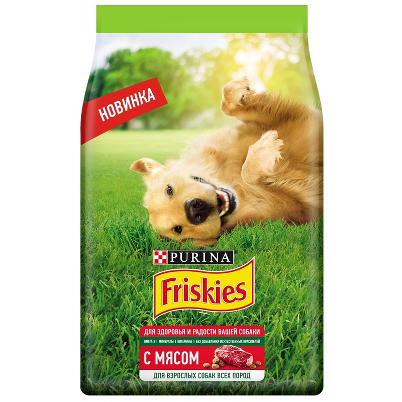 Friskies полнорационный сухой корм для собак, с мясом - 500 г friskies beggin strips лакомство для собак с ароматом бекона 120 г