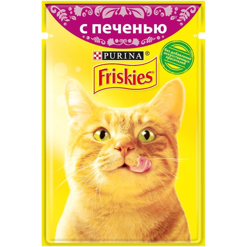 Friskies полнорационный влажный корм для кошек, с печенью, кусочки в подливе, в паучах - 85 г 44327
