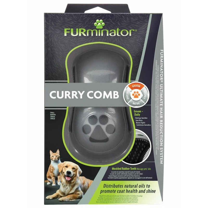 FURminator Curry Comb расческа для взрослых собак всех пород, кошек, грызунов и кроликов резиновая - 5 мм щетка расчёска furminator curry comb черный зеленый