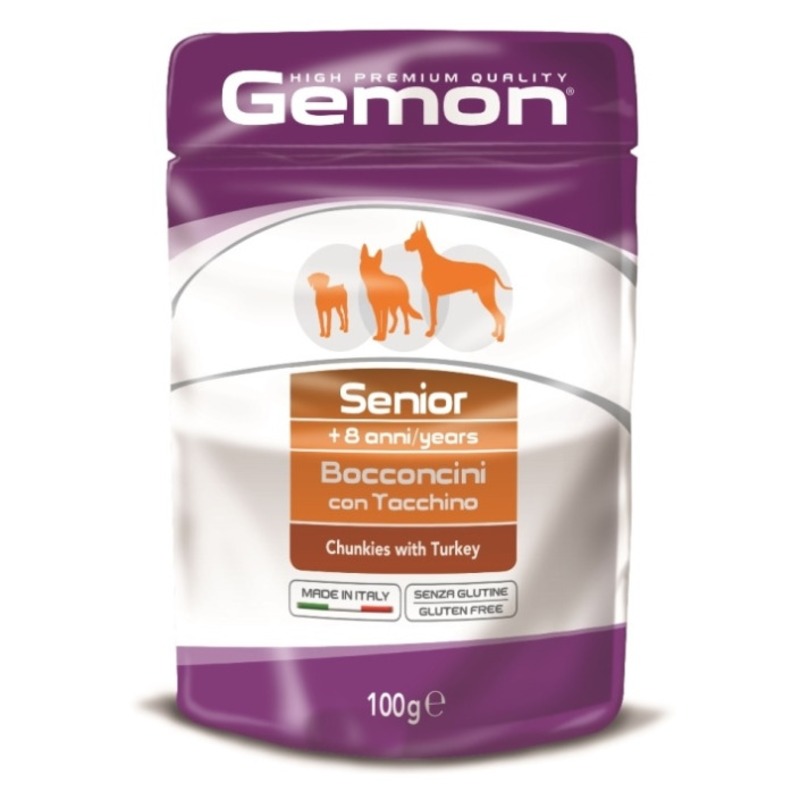 Gemon Gemon Dog Pouch паучи для пожилых собак кусочки индейки - 100 гр х 24 шт