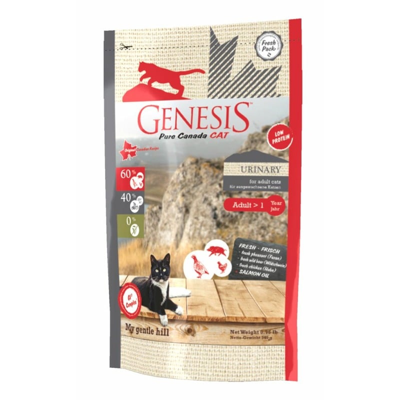 цена Genesis Pure Canada My Gentle Hill Urinary для взрослых кошек, склонных к проблемам мочеполовой системы с кабаном, фазаном и курицей - 340 г