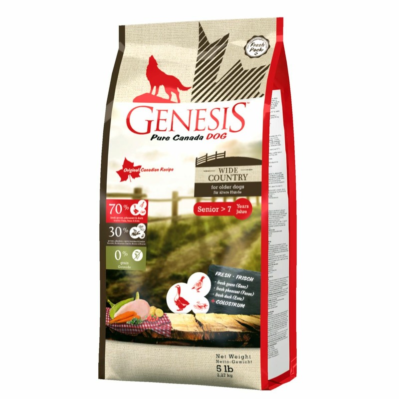 Genesis Pure Canada Wide Country Senior для пожилых собак всех пород с мясом гуся, фазана, утки и курицы - 2,27 кг титбит 13847 крекер с мясом утки 250 гр