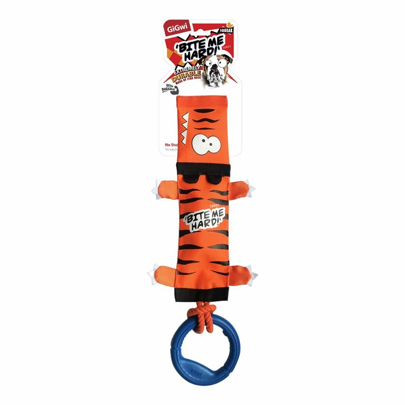 GiGwi GiGwi игрушка для собак Тигр с пищалкой, веревкой и резиновым кольцом