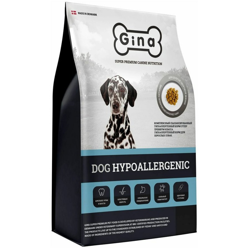 Gina Dog Hypoallergenic сухой корм для собак, гипоаллергенный, с индейкой, уткой и тунцом - 1 кг gina dog hypoallergenic сухой корм для собак гипоаллергенный с индейкой уткой и тунцом 7 5 кг