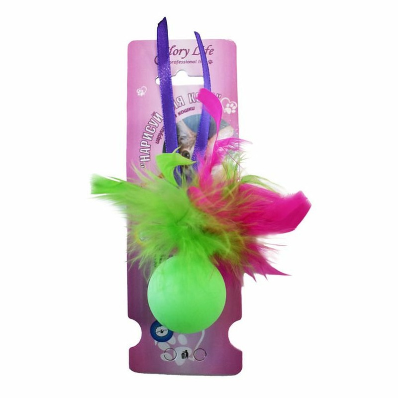 Glory Life игрушка дразнилка для кошек Нарисуй для Кота перо и лента пластик разноцветный