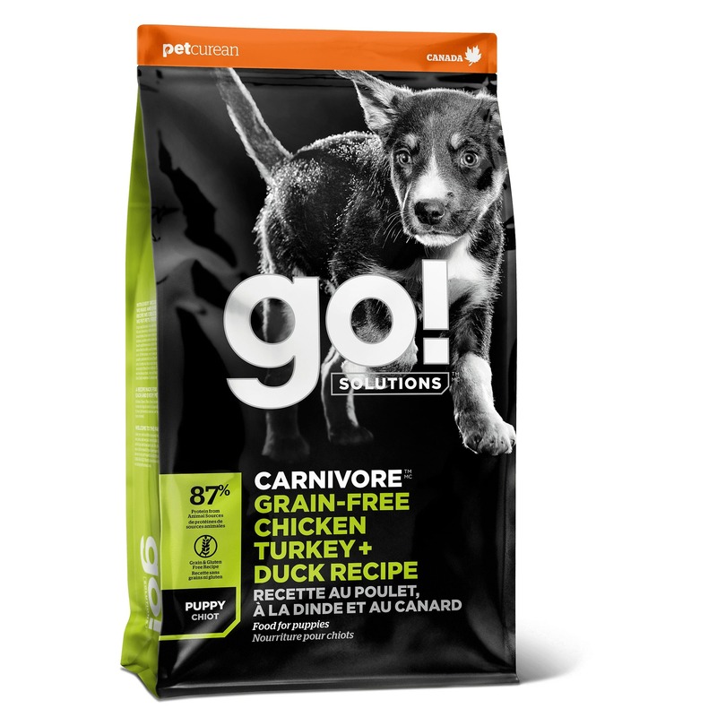 GO! Carnivore GF Chicken,Turkey + Duck Puppy сухой корм для щенков, беззерновой, 4 вида мяса: индейка, курица, лосось, утка 30261