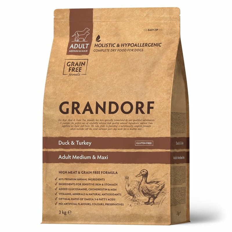 Grandorf сухой корм для собак средних и крупных пород, с уткой и индейкой - 3 кг 48822