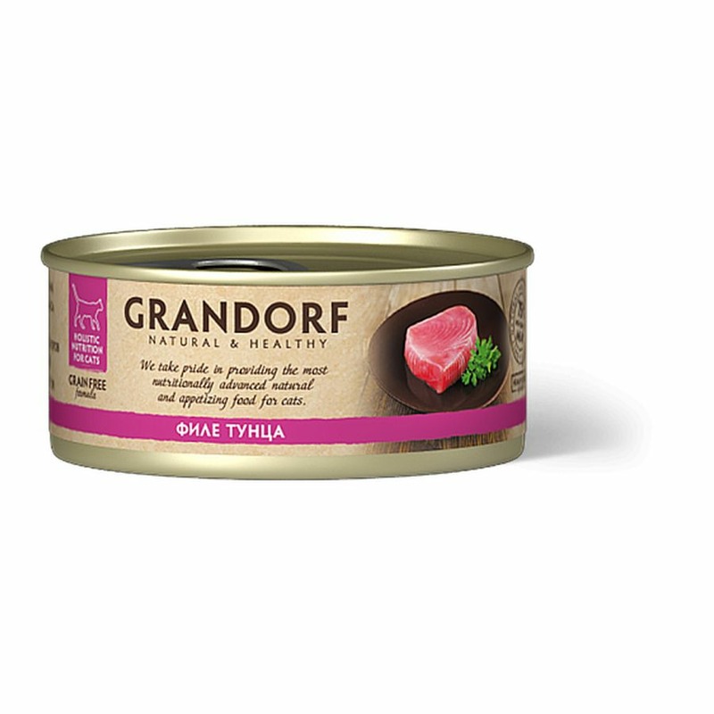 Grandorf Tuna In Broth влажный корм для кошек, с филе тунца, кусочки в бульоне, в консервах - 70 г, размер Для всех пород 5404009512635 - фото 1