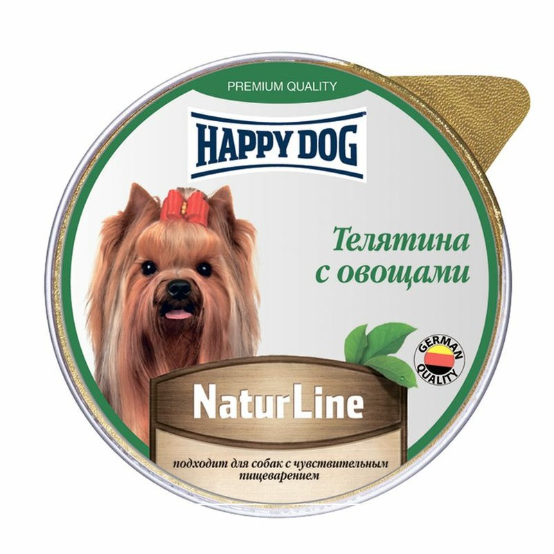 Happy Dog Natur Line полнорационный влажный корм для собак и щенков, паштет с телятиной и овощами, в ламистерах - 125 г выгодно для щенков паштет с телятиной 150 гр х 18 шт