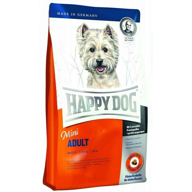 Happy Dog Supreme Mini Adult полнорационный сухой корм для собак мелких пород, с птицей и лососем - 1 кг