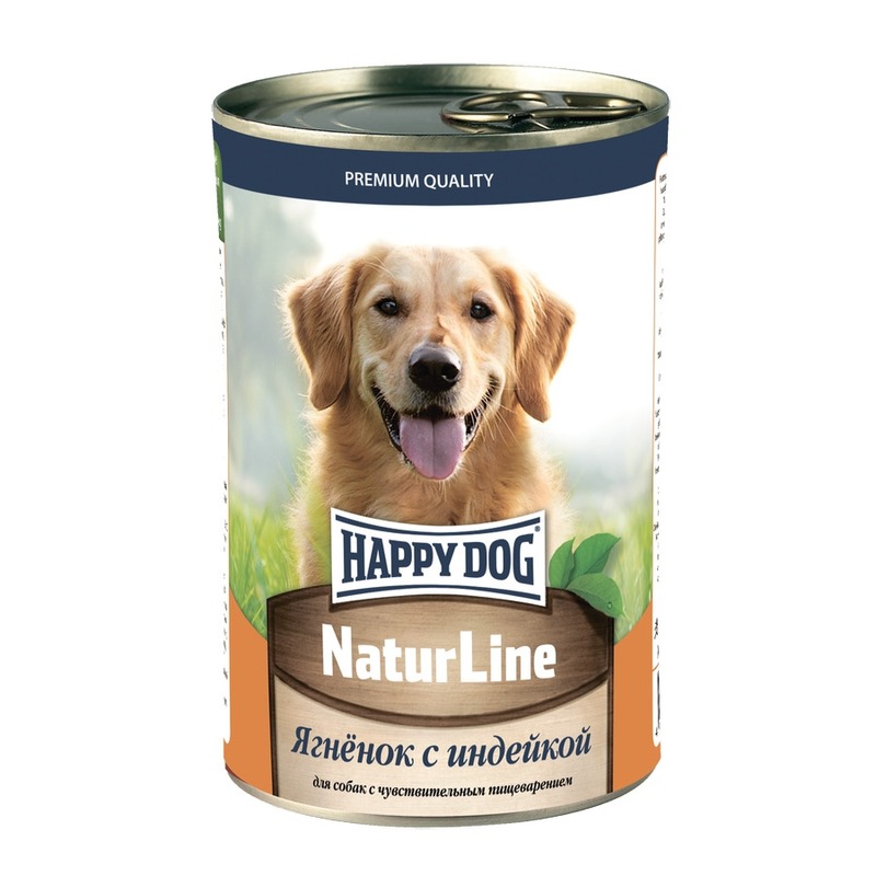 Happy Dog Natur Line полнорационный влажный корм для собак, фарш из ягненка и индейки, в консервах - 410 г повседневный премиум для взрослых с индейкой породы мелкого размера консервы (в железной банке) Россия 1 уп. х 12 шт. х 4.92 кг HD-72243 - фото 1