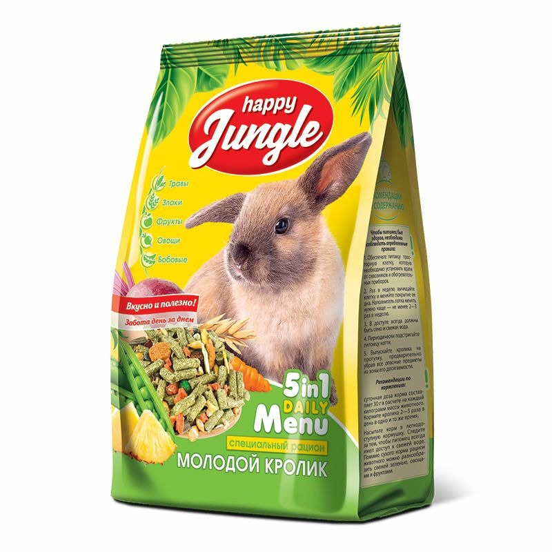 Happy Jungle сухой корм для молодых кроликов - 400 г happy jungle сухой корм для декоративных крыс 400 г