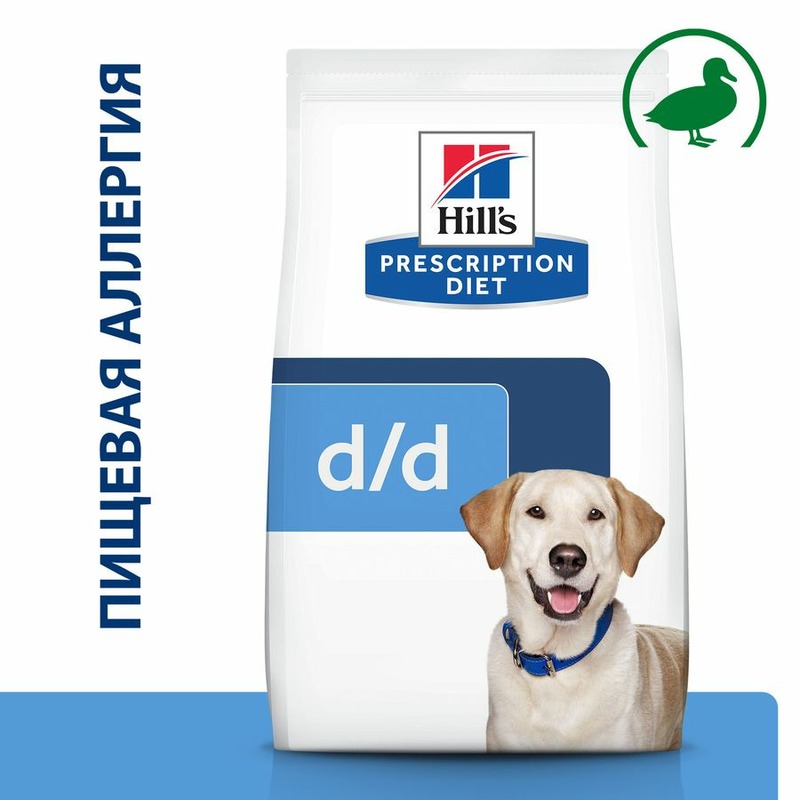 Hill's Prescription Diet d/d сухой корм для собак при пищевой аллергии, диетический, с уткой и рисом диетические супер премиум для взрослых с уткой для всех пород мешок Нидерланды 1 уп. х 1 шт. х 12 кг, размер Для всех пород HILLS-92862 - фото 1