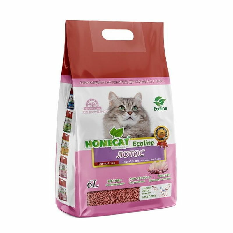 Homecat Ecoline Лотос комкующийся наполнитель с ароматом лотоса - 6 л наполнитель для кошек homecat ecoline молоко 6 л