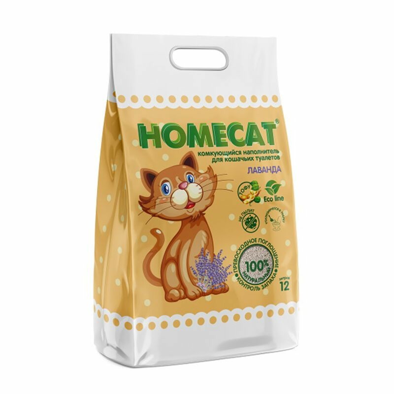 Homecat Эколайн Лаванда комкующийся наполнитель с ароматом лаванды homecat homecat туалет для кошек красный с бортиком 500 г