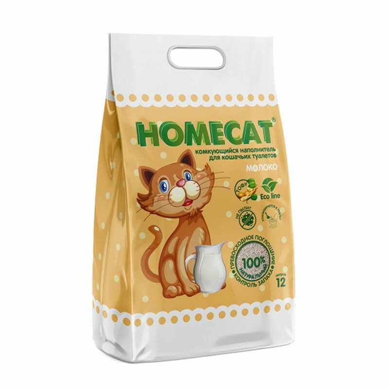 Homecat Эколайн Молоко комкующийся наполнитель с ароматом молока наполнитель homecat комкующийся эколайн стандарт 6 л