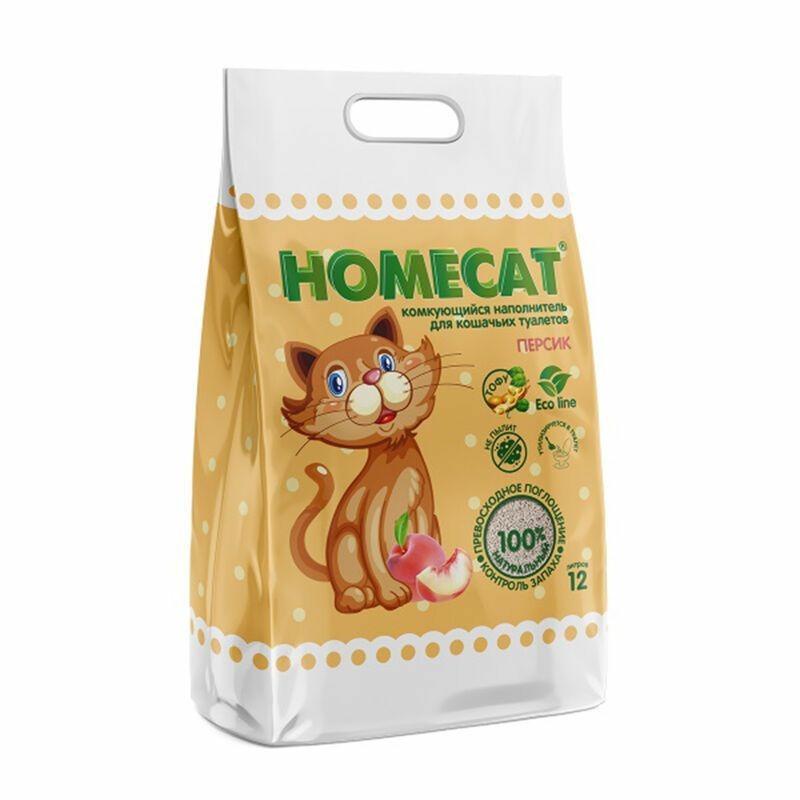 Homecat Эколайн Персик комкующийся наполнитель с ароматом персика homecat homecat туалет de luxe с бортиком бирюзовый перламутр 500 г