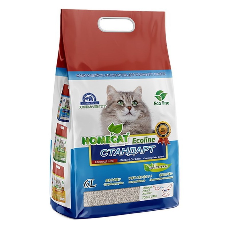 Наполнитель для кошачьего туалета Homecat Эколайн Стандарт комкующийся - 6 л (2.8 кг)