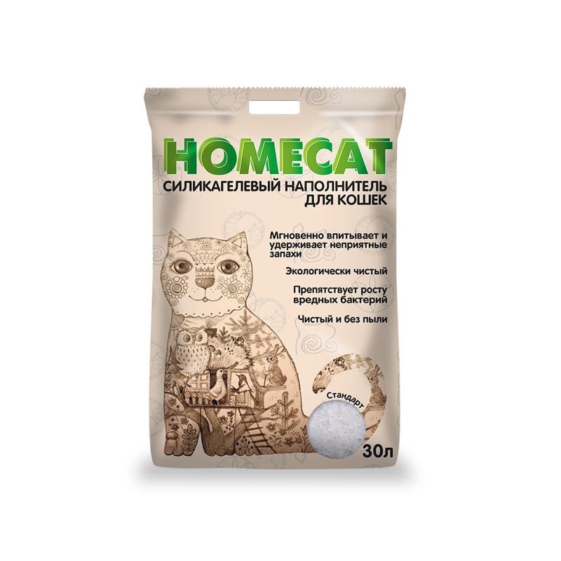 Homecat Стандарт cиликагелевый впитывающий наполнитель без запаха homecat стандарт силикагелевый наполнитель без запаха 7 6 л