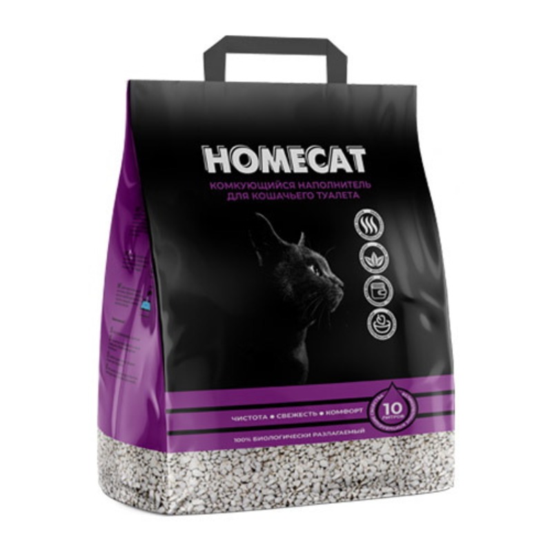 Homecat комкующийся наполнитель для кошачьих туалетов 10 л homecat наполнитель homecat наполнитель комкующийся наполнитель для кошачьих туалетов с ароматом лаванды 5 1 кг
