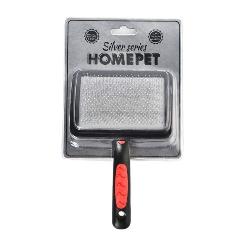 Homepet Silver Series пуходерка пластиковая с каплей размер M - 18х11,5 см щетка пуходерка homepet yb28120 2 шт черный красный