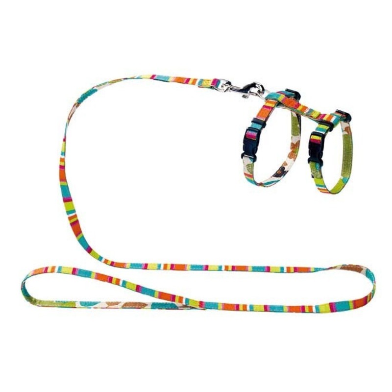 Hunter Smart шлейка для кошек и собак Stripes нейлон разноцветная 33 - 46 см, 10 мм шлейка для собак и кошек с поводком xxs мокрые носики серо голубая