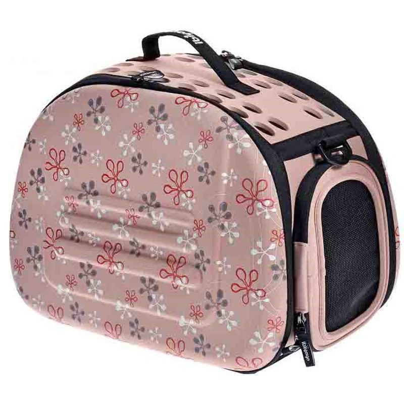 Ibiyaya складная сумка-переноска для кошек весом до 6 кг - бледно-розовая в цветочек тележка переноска для собак ibiyaya eva 30х34х50 см оранжевый