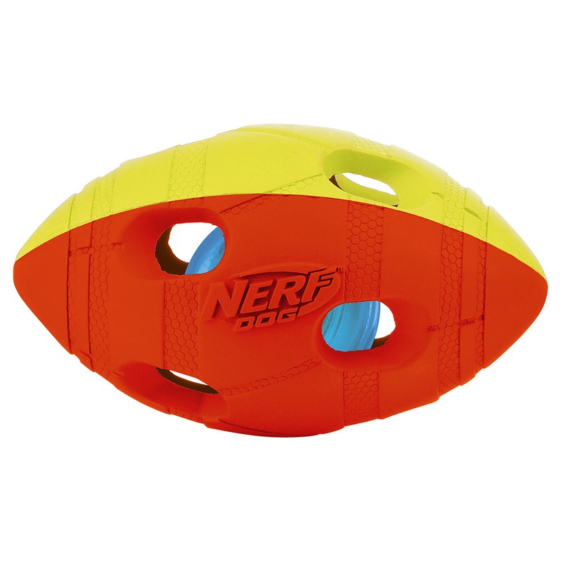 Игрушка для собак Nerf Мяч гандбольный двухцветный светящийся - 10 см игрушка для собак nerf nerf мяч светящийся для регби 13 5 см
