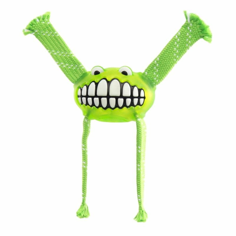 Игрушка для собак ROGZ Flossy Grinz M с принтом \зубы\ и пищалкой лайм - 210 мм