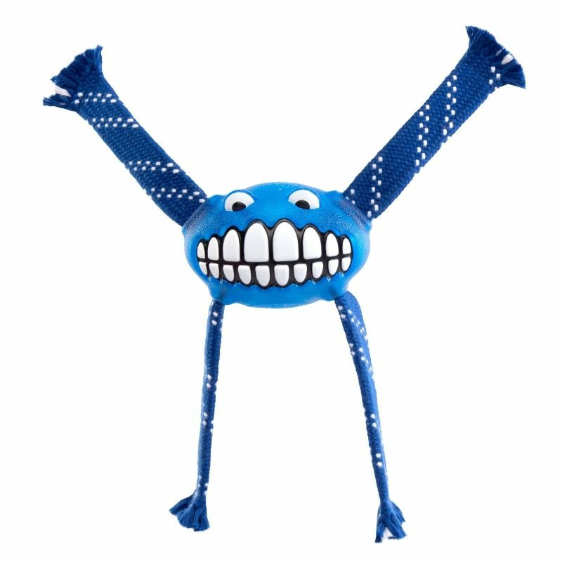 цена Игрушка для собак ROGZ Flossy Grinz M с принтом \зубы\ и пищалкой синяя - 210 мм