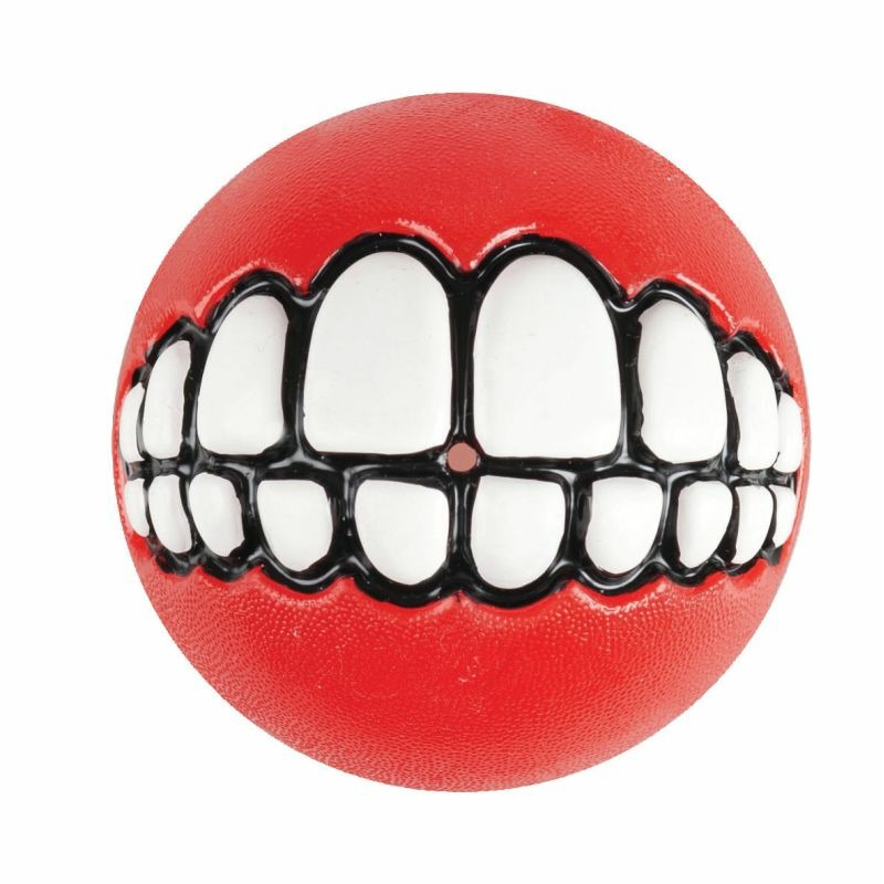 Игрушка для собак ROGZ Grinz L мяч с принтом \зубы\ и отверстием для лакомства Красный - 78 мм rogz rogz мяч с принтом зубы и отверстием для лакомств grinz лайм s